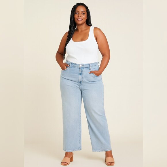 Universal Thread High Rise Wide Leg Light Wash Women's Jeans Sz 16 - Picture 1 of 6